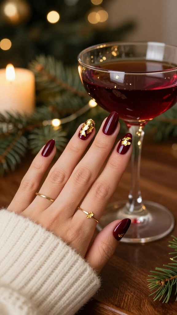 Deep Burgundy and Gold Foil
