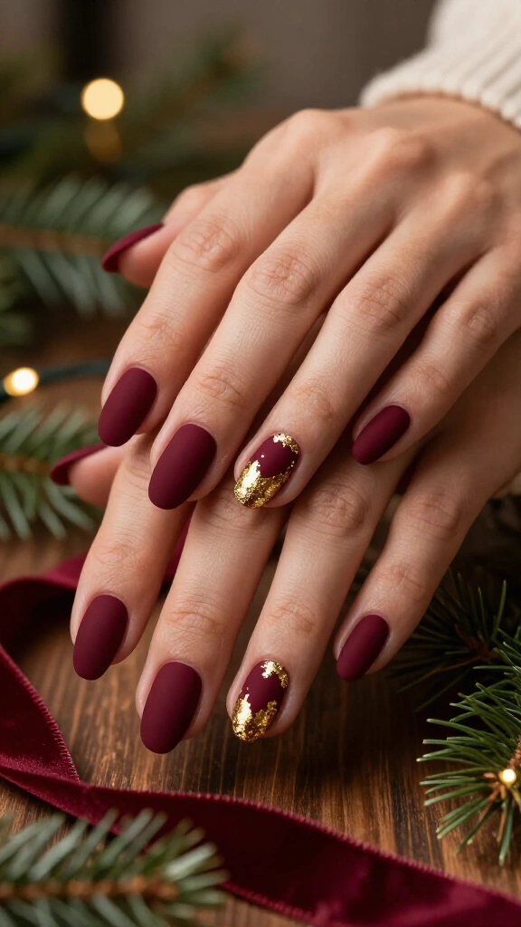 Matte Burgundy with Gold Leafing