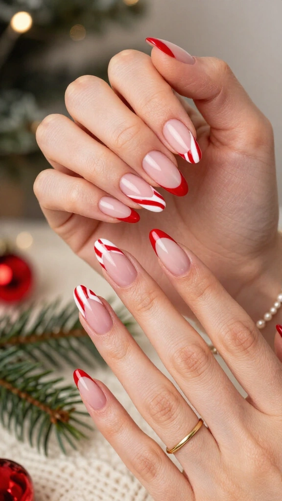 Classic candy cane French tips