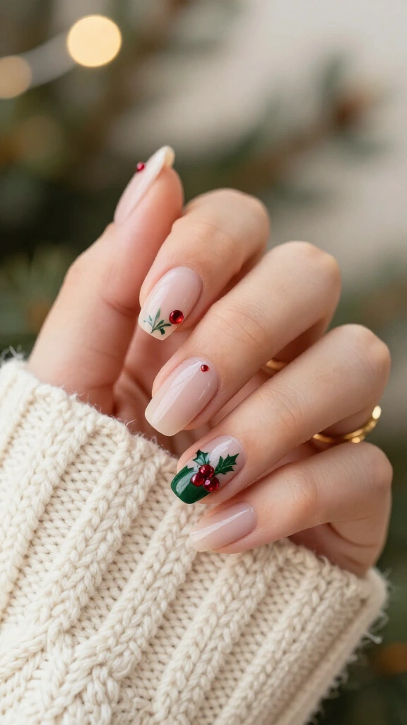 Minimalist Holly Berry Studs