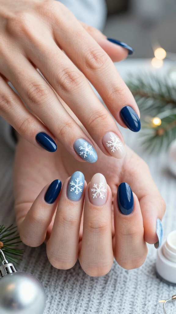 Tiny snowflake nail art