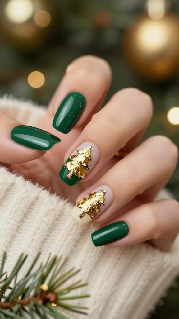 Gold foil Christmas tree accents