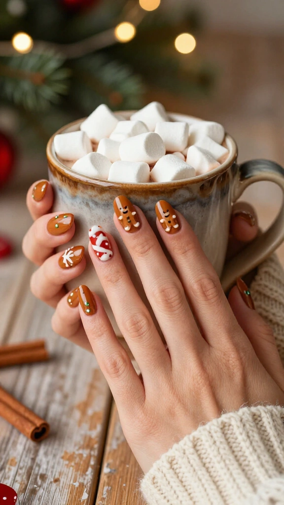 Gingerbread cookie nails