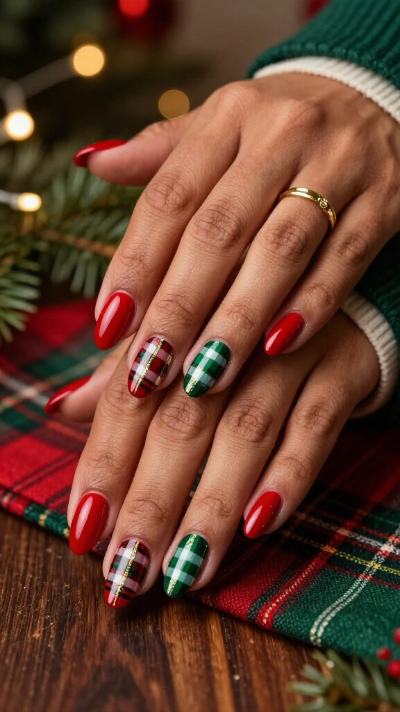 Tartan Plaid Feature Nails
