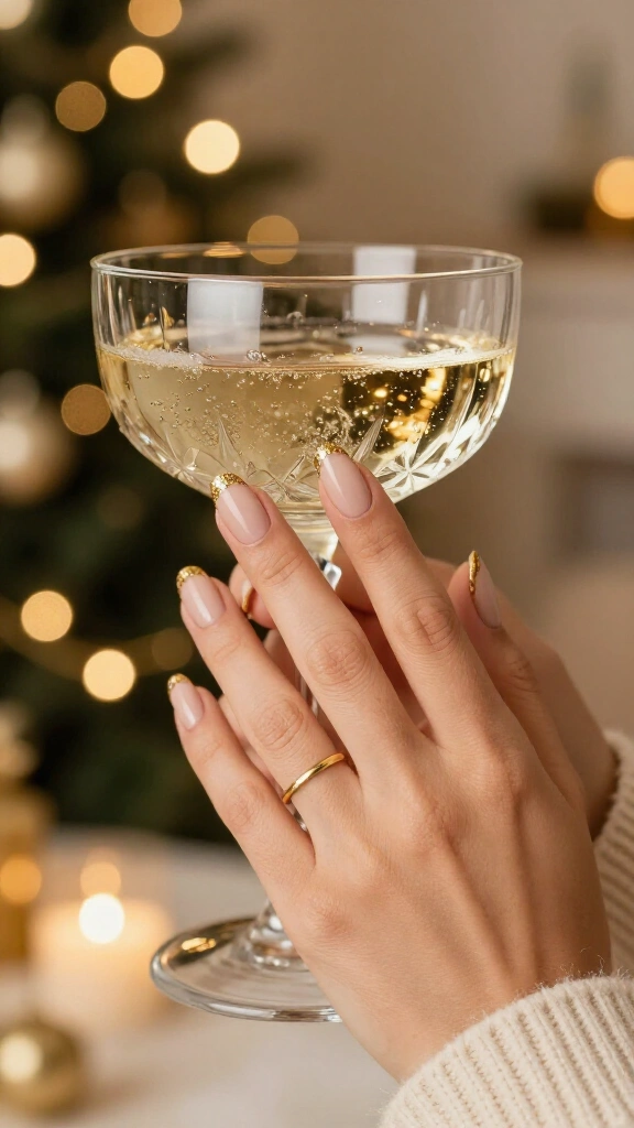 Micro French Gold Glitter Tips