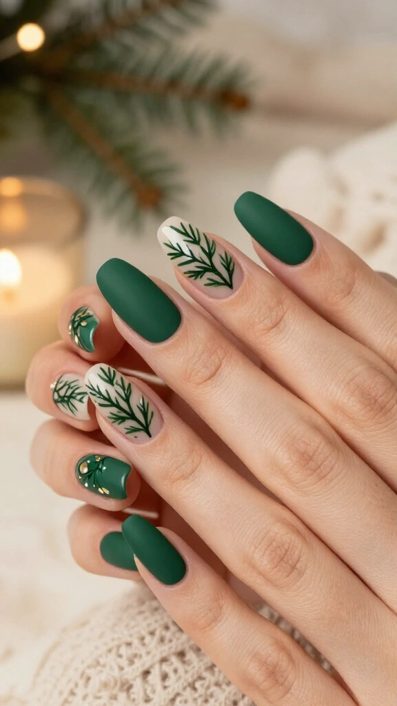 Matte Forest Green with Glossy Leaves