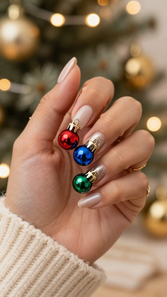 Christmas ornament accent nails