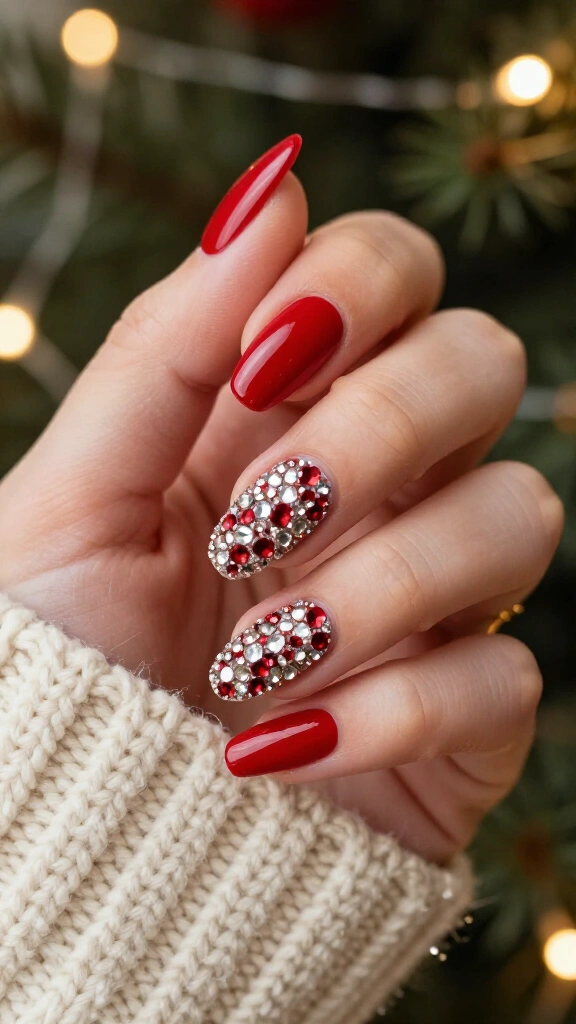 Rhinestone Encrusted Accent Nails