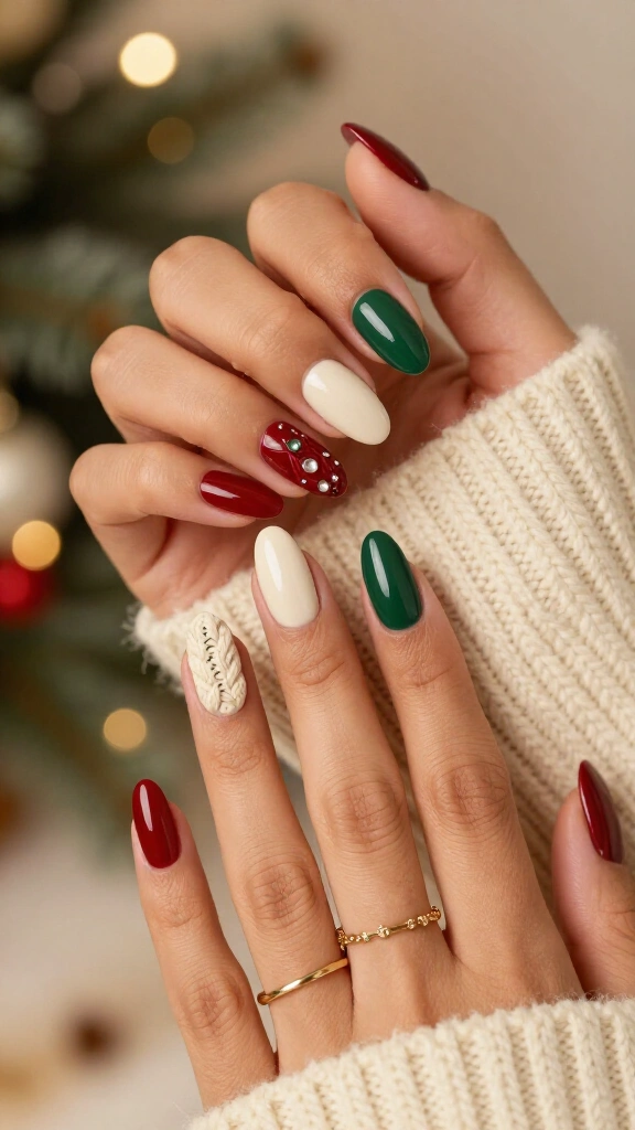 Cozy sweater texture nails