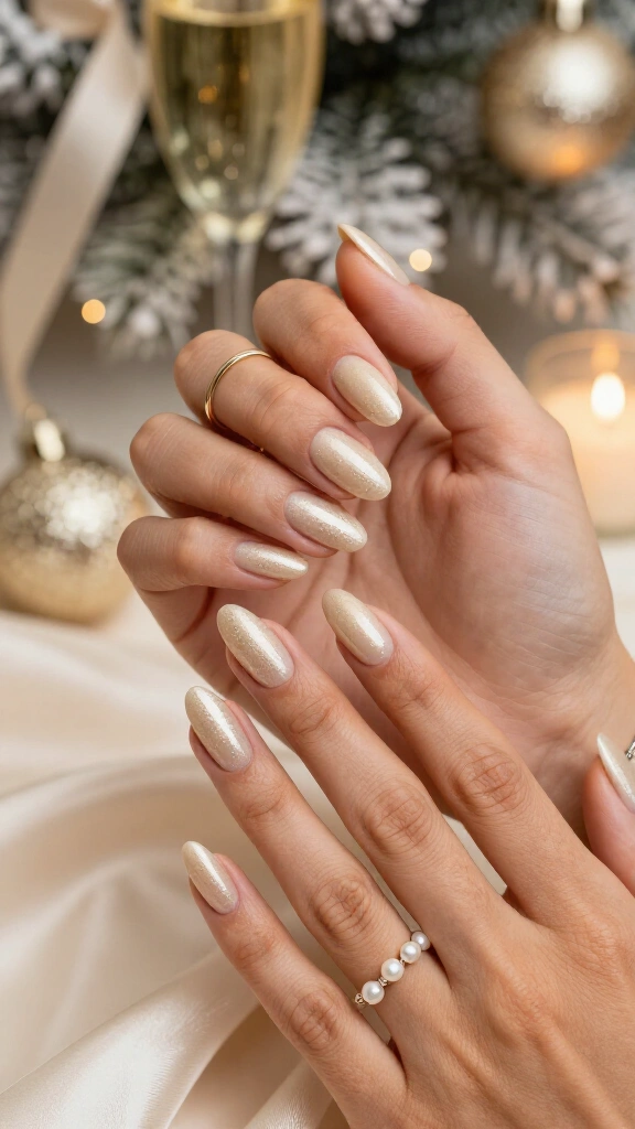 Shimmering champagne nails