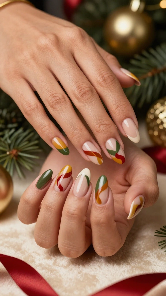 Abstract Retro Holiday Ribbons