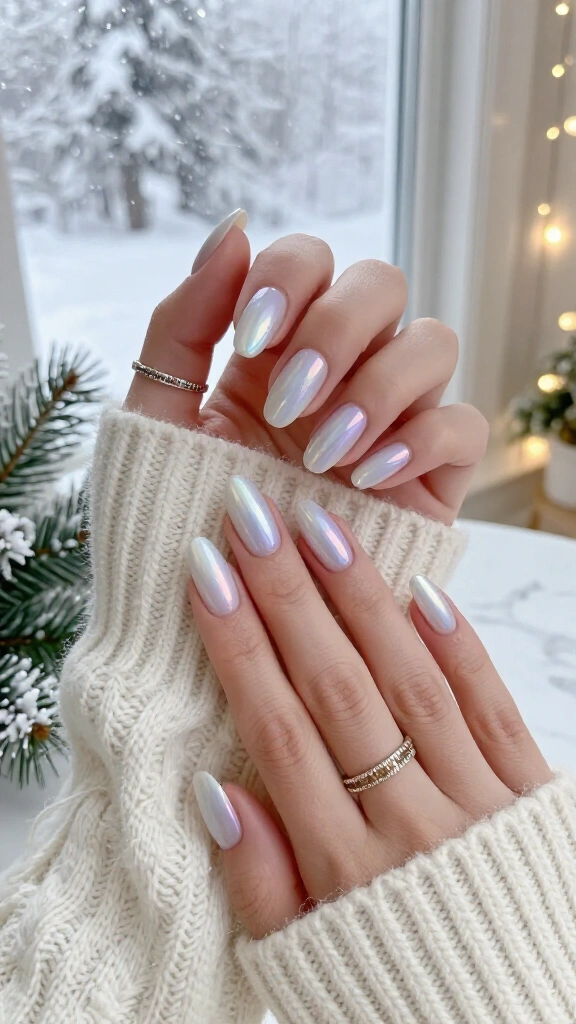 Icy Iridescent Glazed Donut Nails