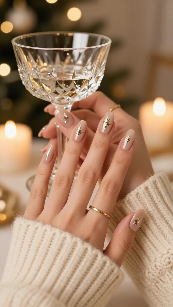 Neutral Nude with Gold Starbursts