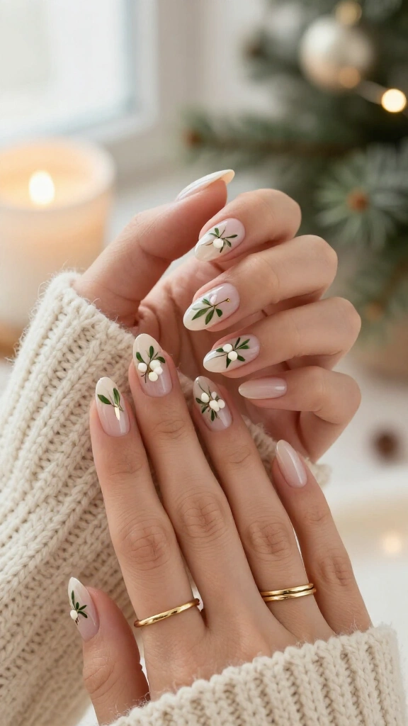 Mistletoe micro nail art