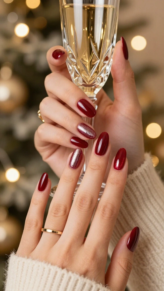 Cranberry glazed donut nails