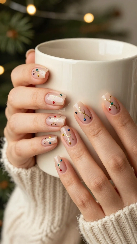 Christmas lights nail design