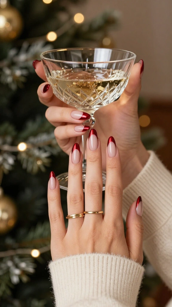Red chrome French manicure