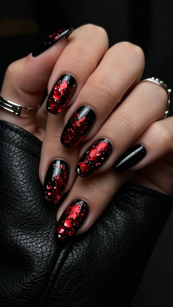 Metallic Red Foil Splatters