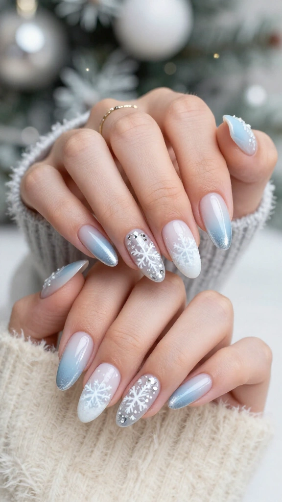 Winter wonderland ombre nails