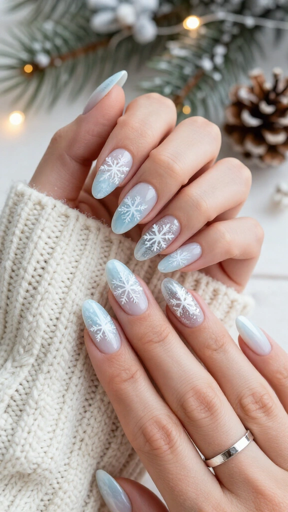 Frosted snowflake nails
