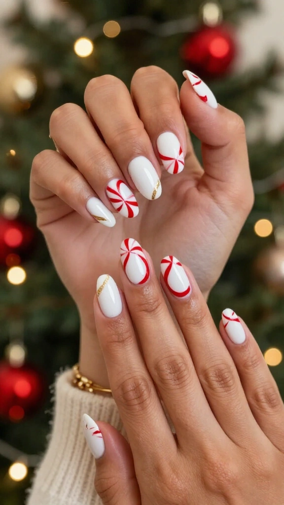Peppermint swirl nails