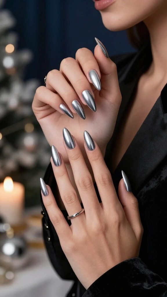 Mirror silver chrome stiletto
