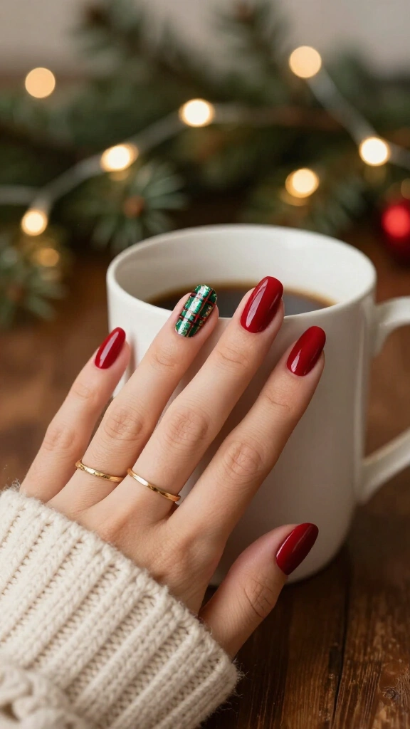 Tartan plaid feature nails