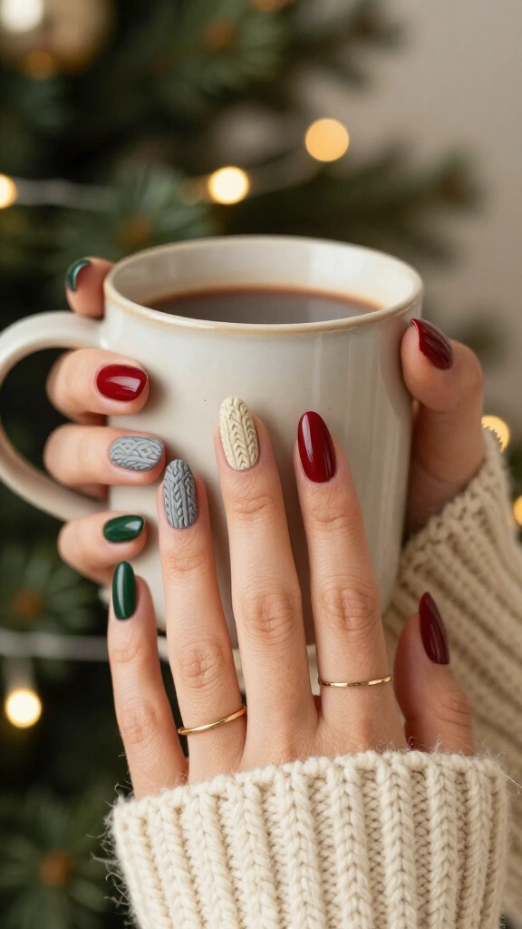 Cozy sweater texture nails