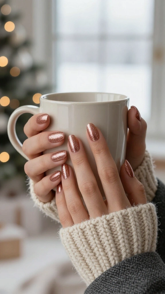 Rose gold micro-glitter polish
