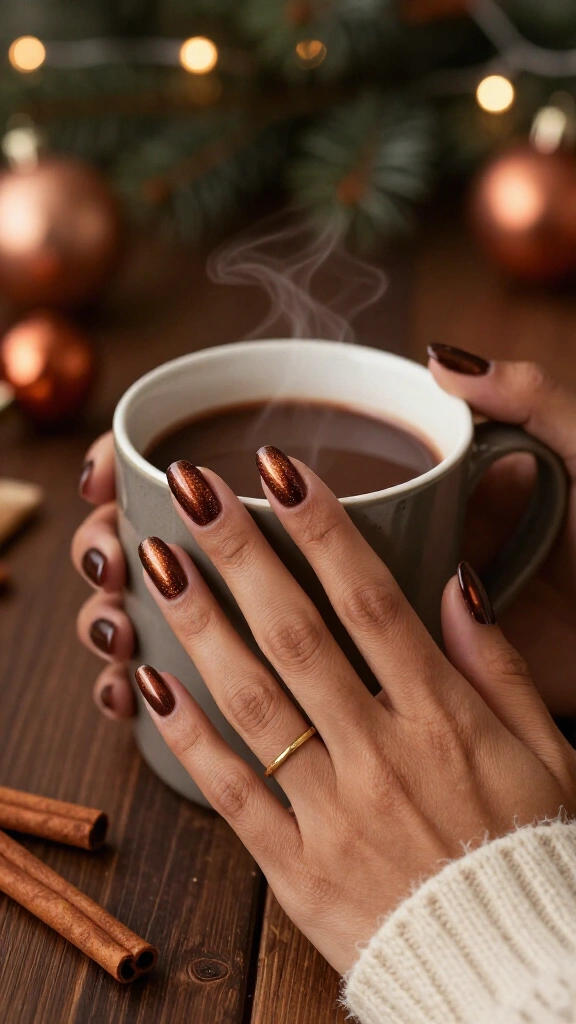 Chocolate brown with copper shimmer