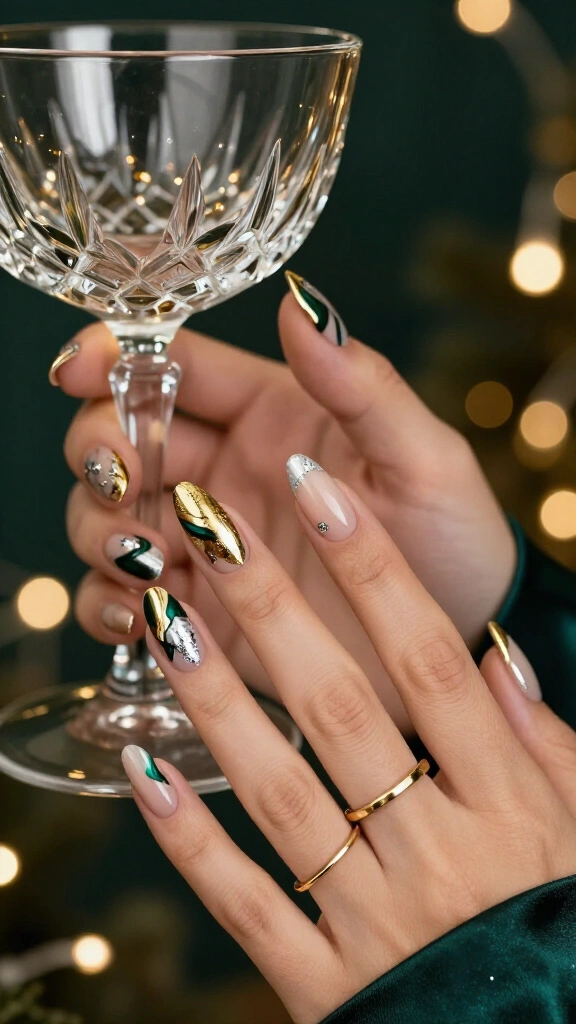 Abstract metallic holiday swirls