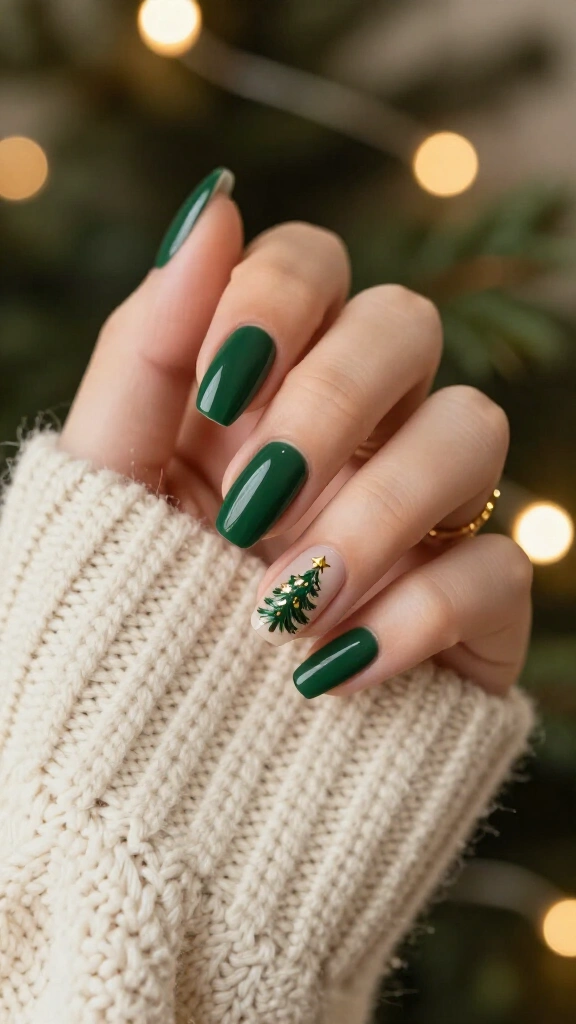 Christmas tree accent nails