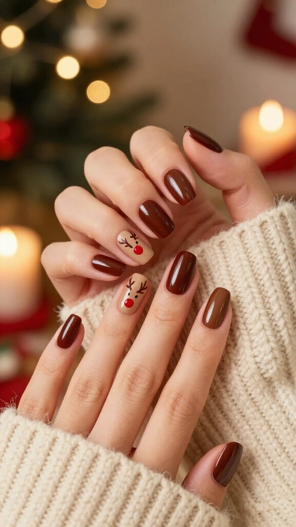 Reindeer nose accent nails