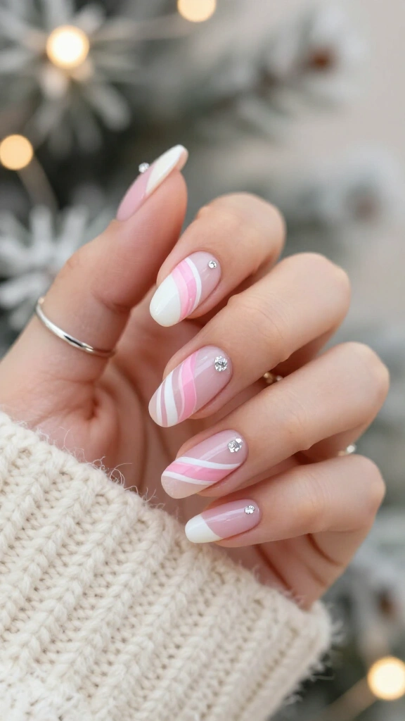 Soft pastel candy cane stripes