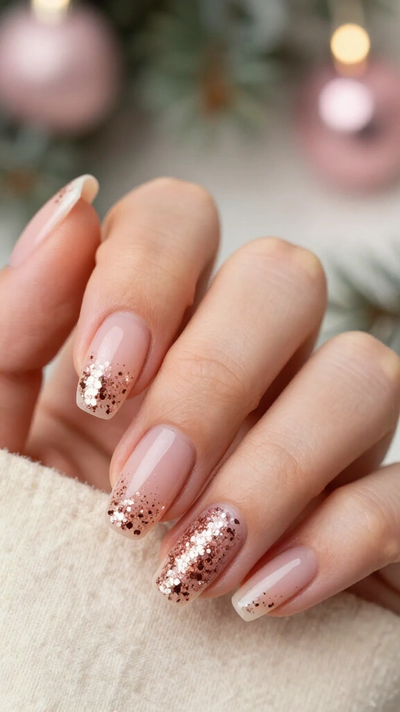 Rose gold glitter cascade