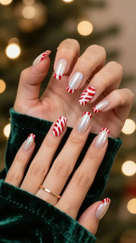 Glazed donut candy cane French
