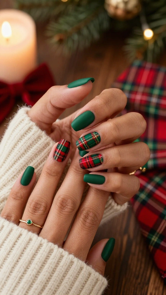 Festive tartan plaid accents