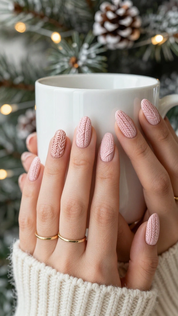 Blush pink cable knit sweaters