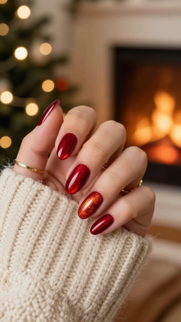 Ruby red cat-eye shimmer