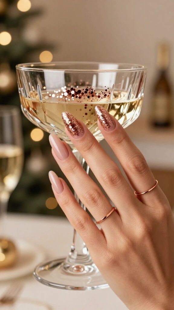 Rose gold glitter ombré