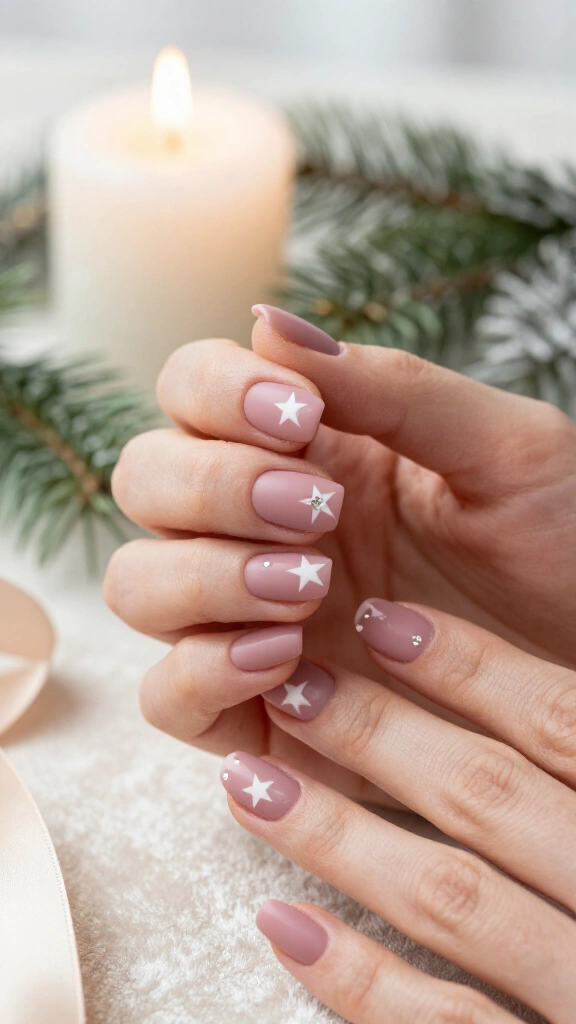 Dusty rose matte minimalist stars