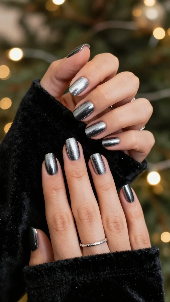 Silver Chrome Short Nails