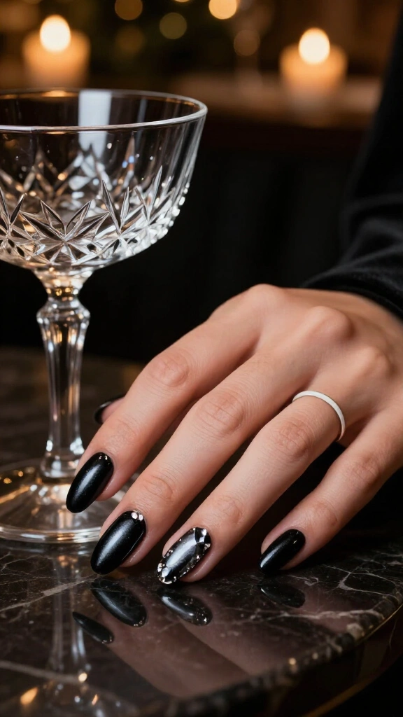 Black velvet and crystal studs