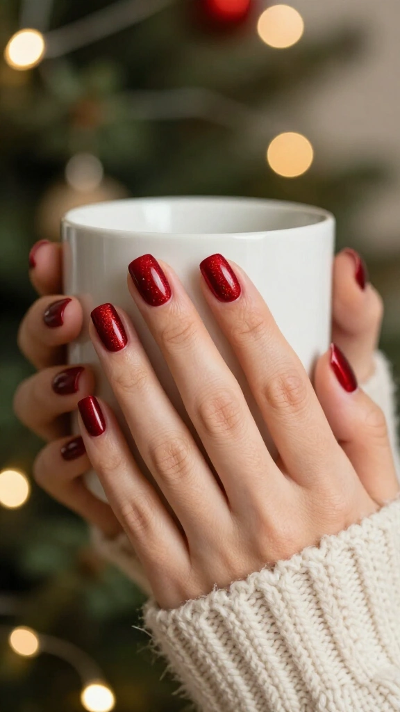 Velvet Red Magnetic Nails