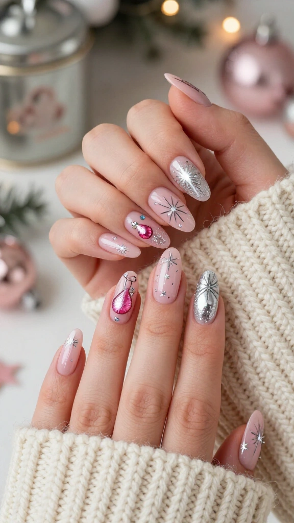 Vintage retro pink ornaments