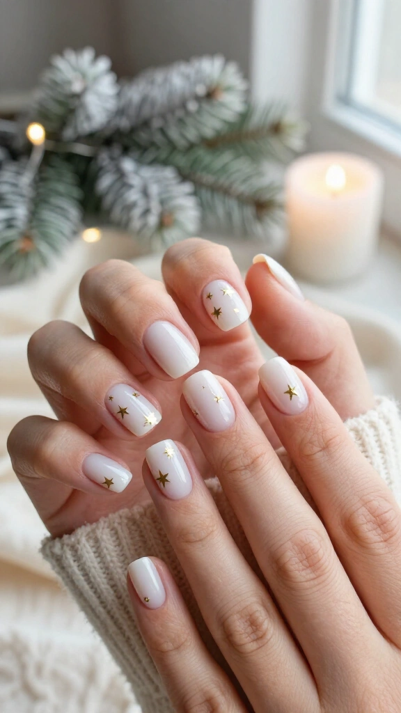 Milky White With Gold Stars