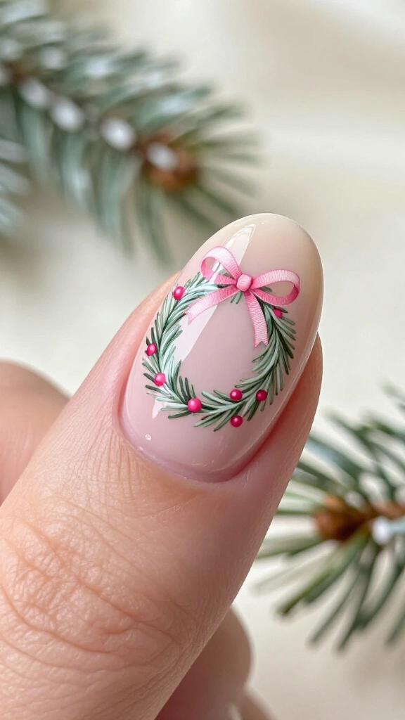 Pastel pink evergreen wreath