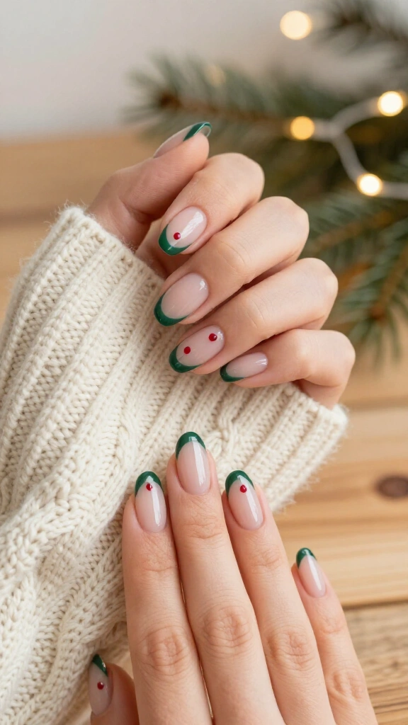 Green French Tips With Red Dots
