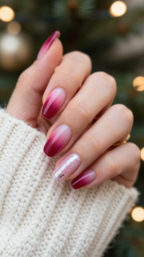 Frosted raspberry glitter fade