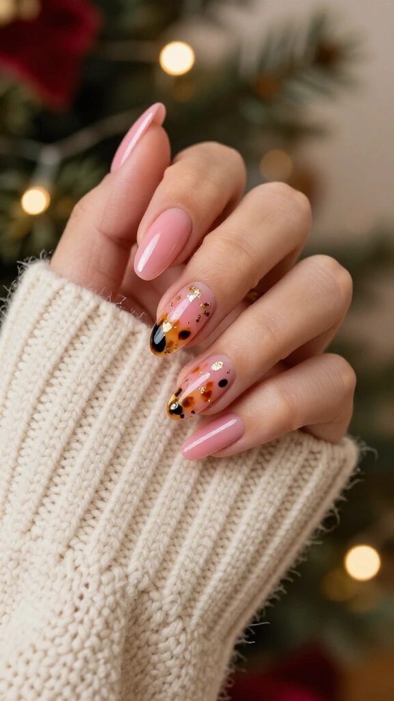 Pink tortoiseshell holiday accents